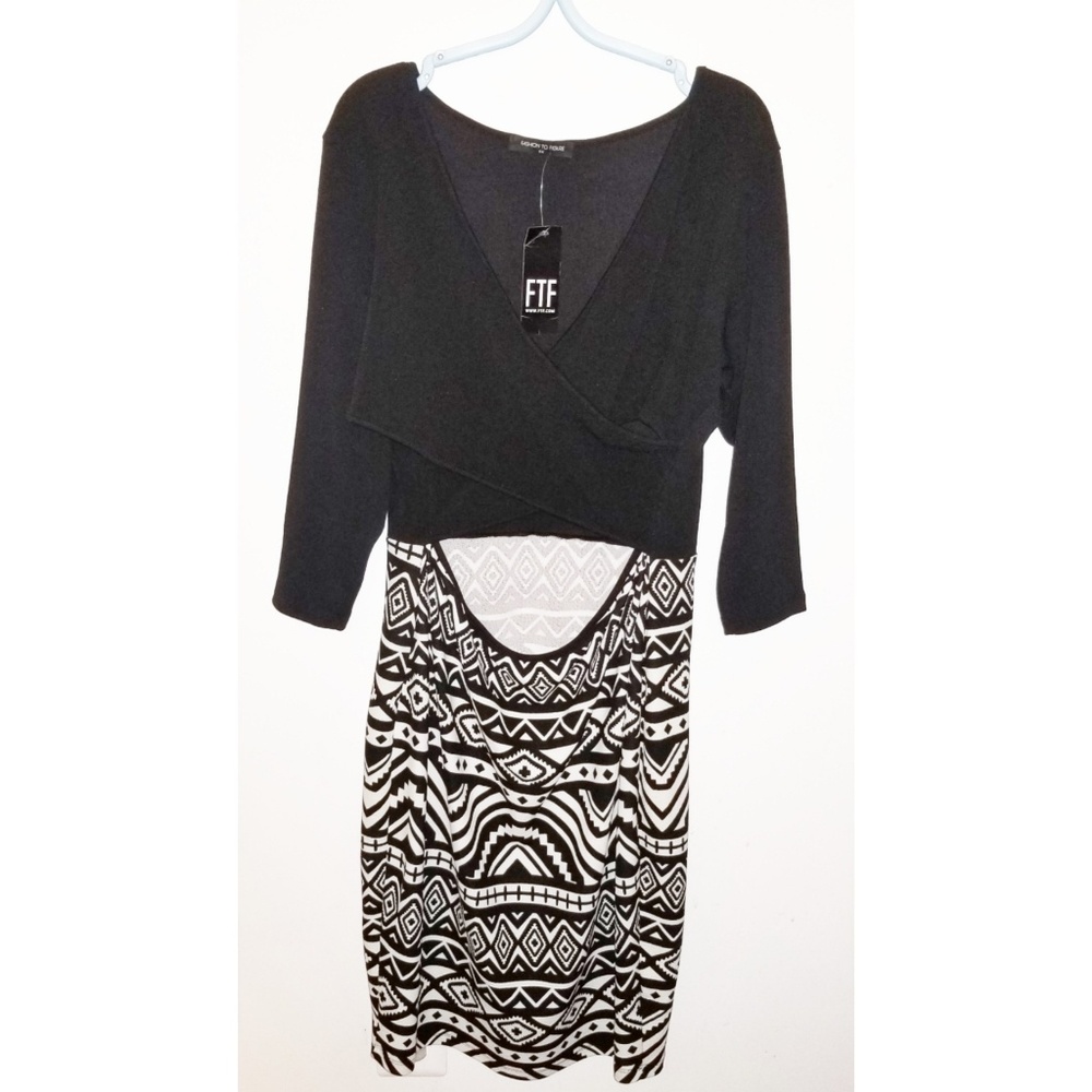 Black and white crop dress